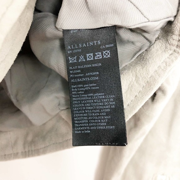 All Saints Gray Leather Jacket - Picture 4 of 10